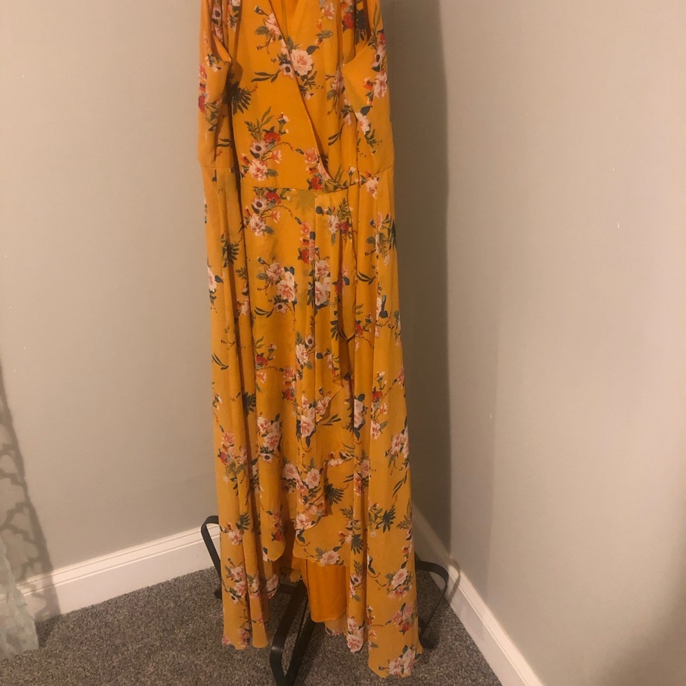 Yellow floral summer dress
